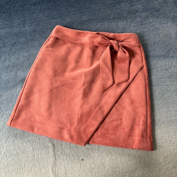 Loft Coral Suede Wrap Skirt - Picture 2 of 4